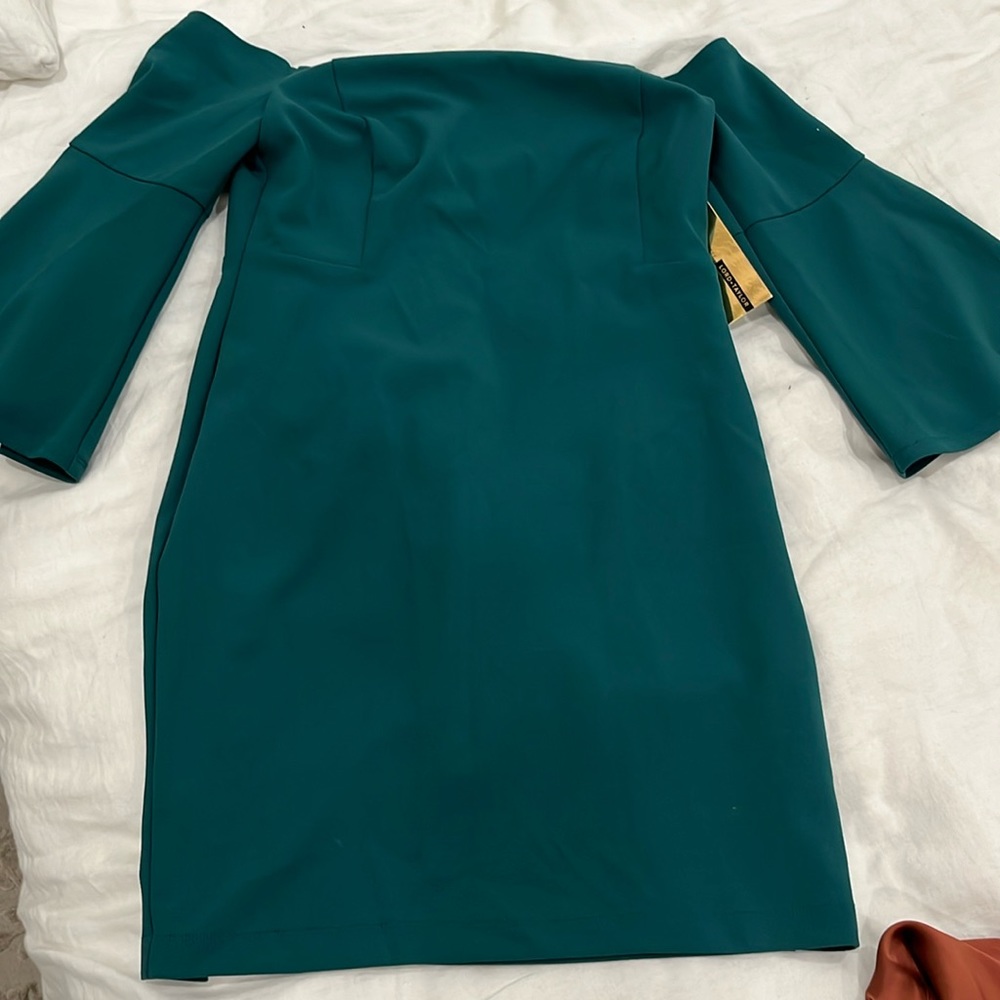 Super cute off the shoulder dress by  in trendy new Green. Size 0, new with tags